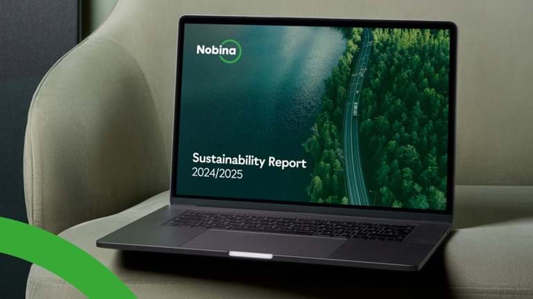 Nobinas sustainability report on a laptop screen